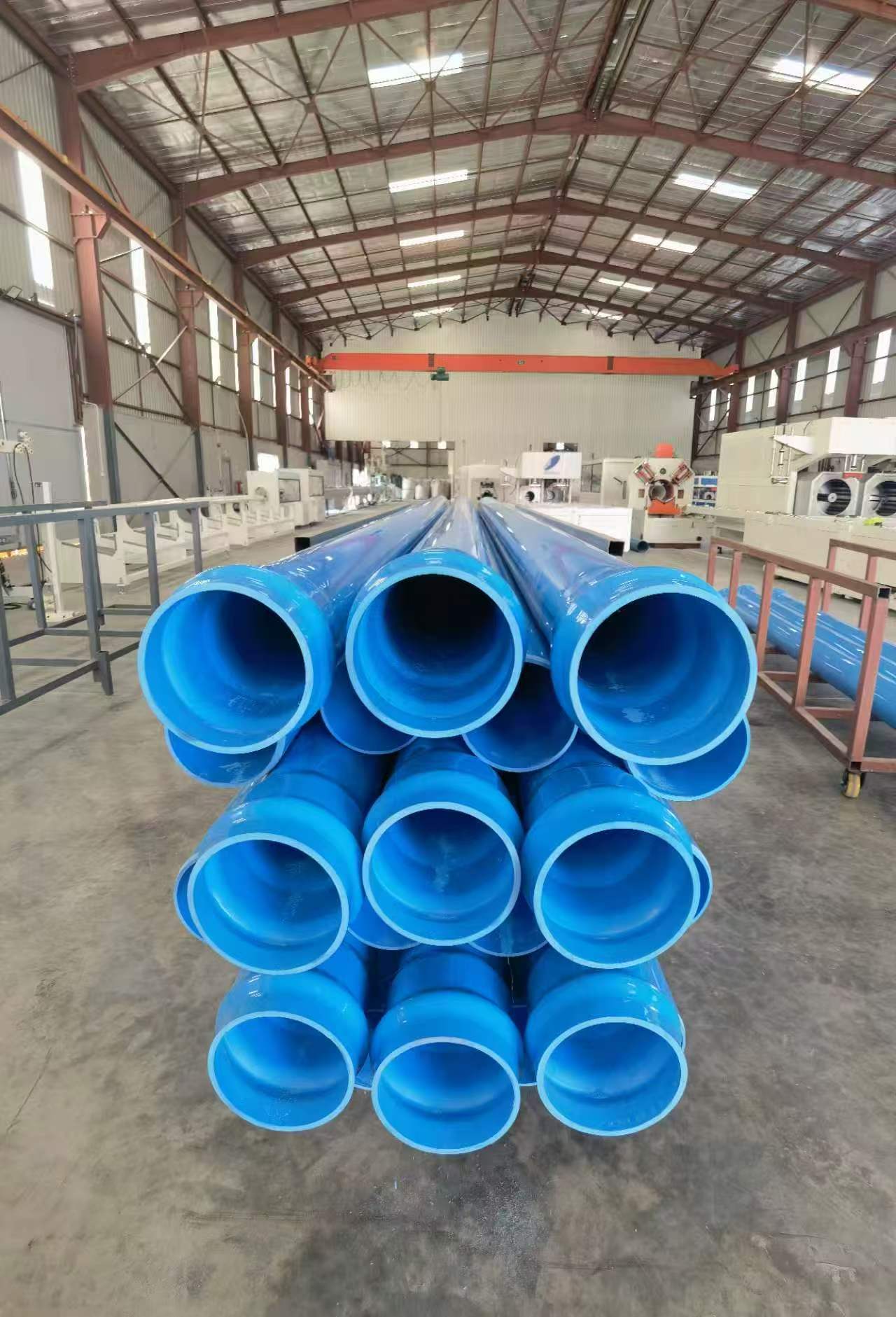 Finished blue pipes ready for supply